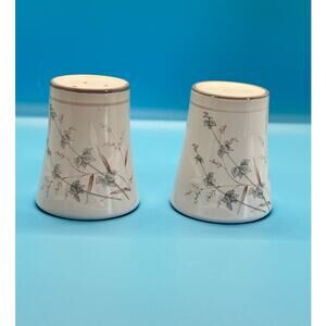VTG Noritake Woodstock Primastone Salt Pepper Shaker Japan Floral Stoneware 8354